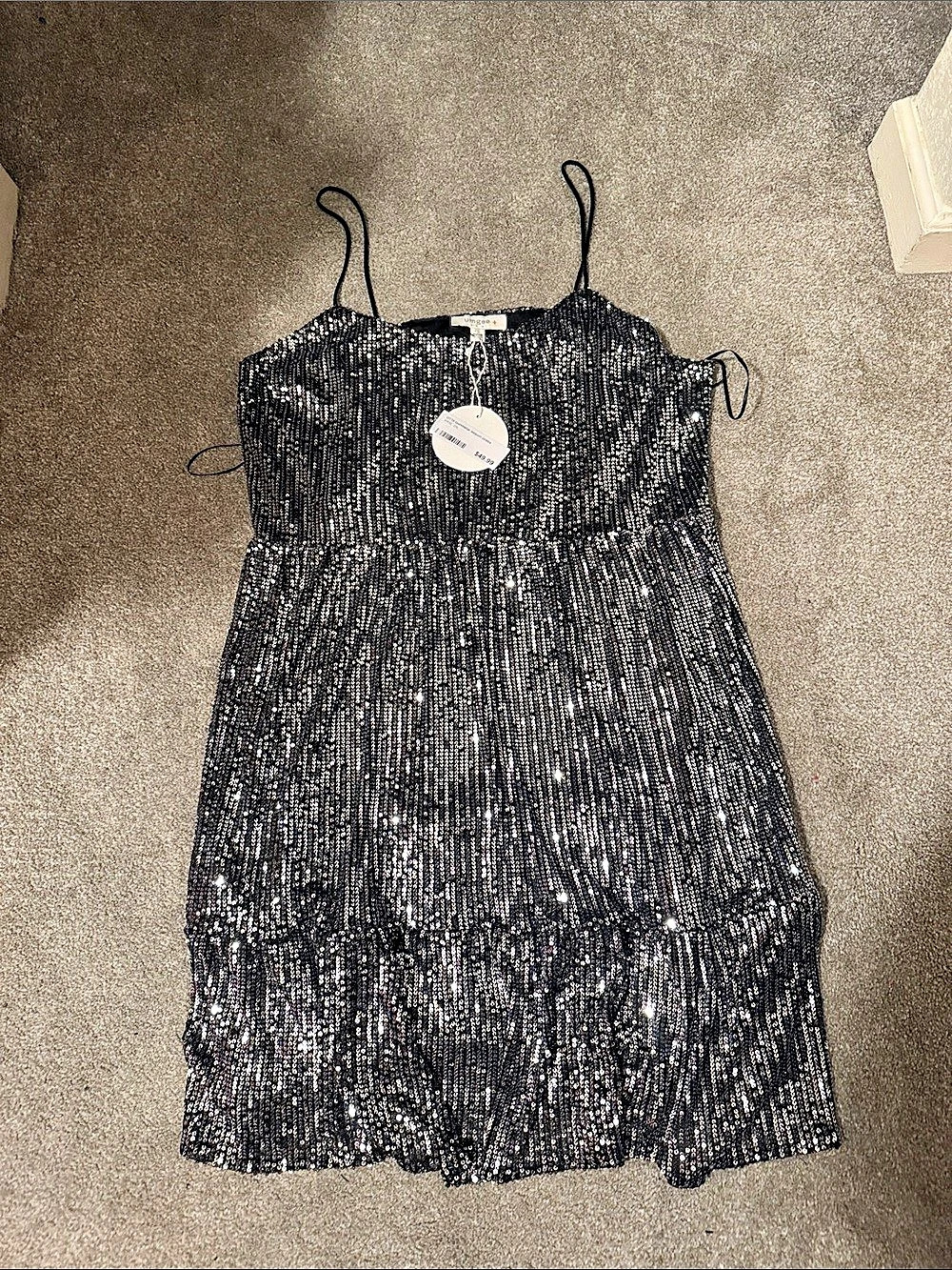 umgee Gunmetal Sequin Dress Mini Black & Silver